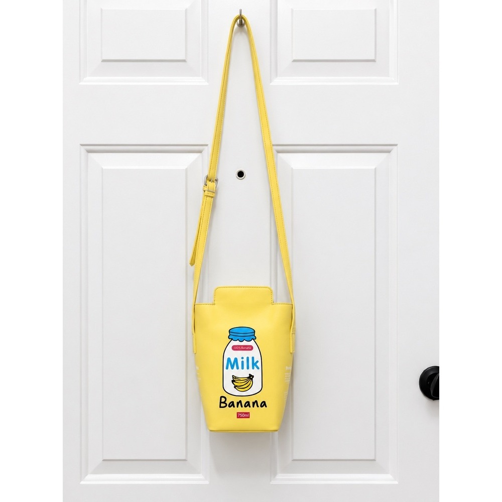 Banana Milk Carton Crossbody Bag Yellow Kawaii Korean Novelty Purse